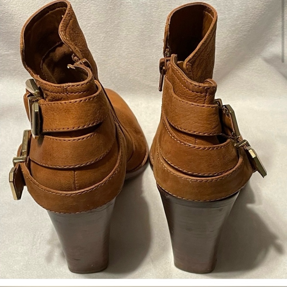 Gianni Bini Tan Ankle Booties with Buckle Accents - Picture 3 of 5